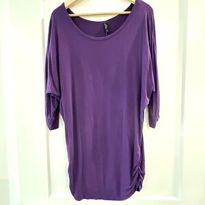 Purple Ruched Tunic with 3/4 Sleeves